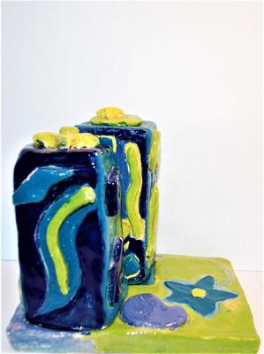 Handcrafted Original Set with Tray--Very Different 5"