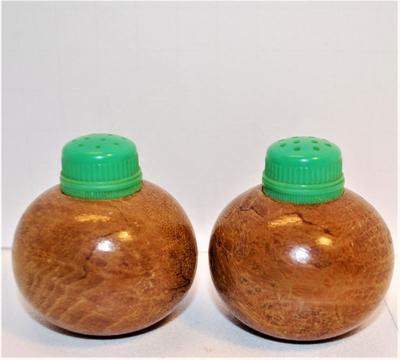 Vintage Small Brown Spheres with Green Plastic Inserts 2"