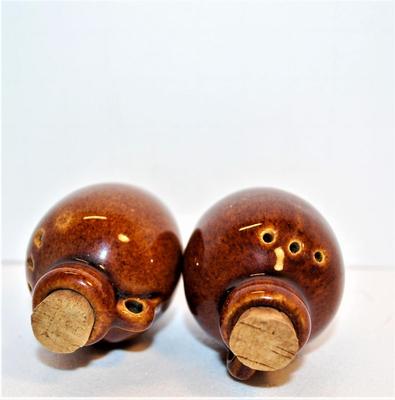 Vintage Tiny Brown Jugs with Handles and Corks 2"