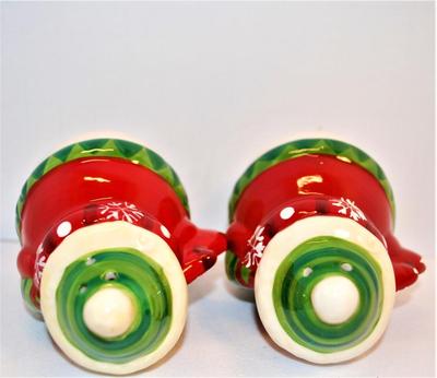 Snowmen with Green Coats + Hats, Red Scarf and Orange Nose 3 1/2"