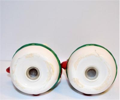 Snowmen with Green Coats + Hats, Red Scarf and Orange Nose 3 1/2"