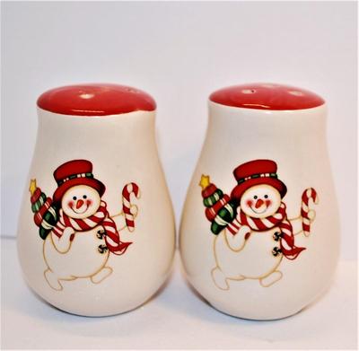 Snowmen with Gum Drops and Candy Canes with Red Hats 3 1/2"