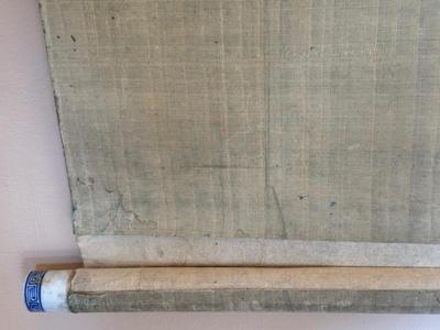 Antique Asian scroll, Hawk/Eagle wood box, 70â€ T x 21â€ W