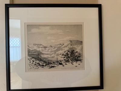 George Elbert Burr, Clouds Shadows, Apache trail, Arizona, Drypoint on paper, 1928-29