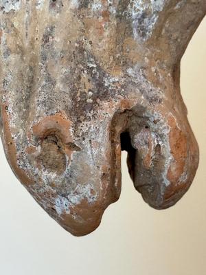 Standing Horse with Taces of Ochre colored Pigments, Tang Dynasty (581-618 CE), Pottery