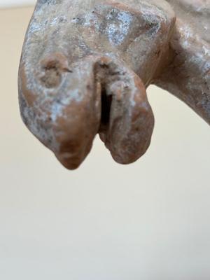 Standing Horse with Taces of Ochre colored Pigments, Tang Dynasty (581-618 CE), Pottery