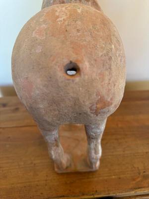 Standing Horse with Taces of Ochre colored Pigments, Tang Dynasty (581-618 CE), Pottery