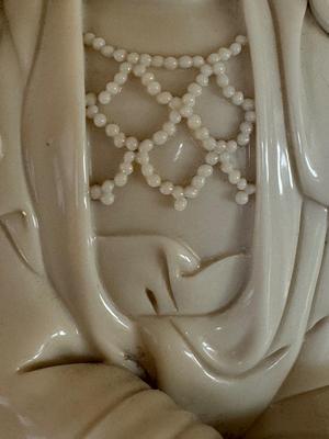 Chinese Blanc de Chine, Water-Moon Guanyin, porcelain bodhisattva, c. 1900