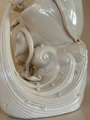 Chinese Blanc de Chine, Water-Moon Guanyin, porcelain bodhisattva, c. 1900