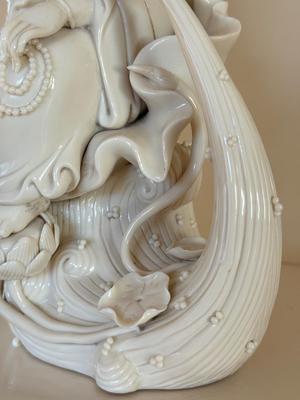 Chinese Blanc de Chine, Water-Moon Guanyin, porcelain bodhisattva, c. 1900