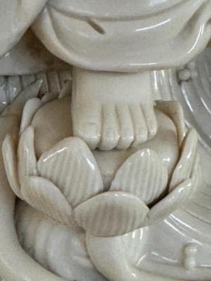Chinese Blanc de Chine, Water-Moon Guanyin, porcelain bodhisattva, c. 1900