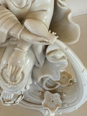 Chinese Blanc de Chine, Water-Moon Guanyin, porcelain bodhisattva, c. 1900