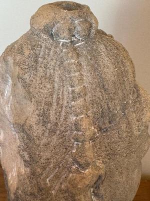 Sandstone Buddha head on pedestal, India, c. 16th-17th Century