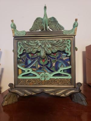 Margie 15" Peacock Stained Glass Keepsake Box