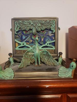Margie 15" Peacock Stained Glass Keepsake Box