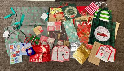 Christmas Gift Bag Lot - recycled gift bags and new tags