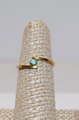 6 Prong Off-Set Top with Petite Robin's Egg Blue Stone Ring Size 6 1/2