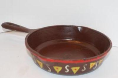 Handpainted "Wolf & Cubs" Iron Skillet 6 1/2 Diameter