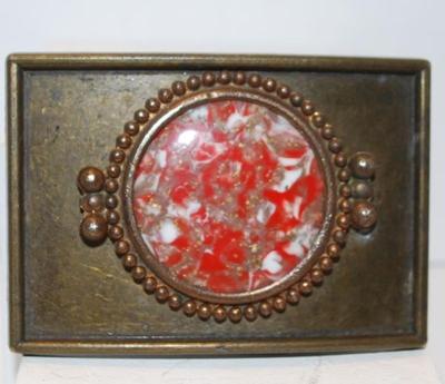 Large Oval Agate Stone Belt Buckle 4" x 2 1/2"