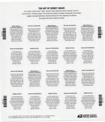 "The Art of Disney: Magic" USPS Sheet Of 20 Stamps, 2006, .41 Cents, Mickey, Dumbo, Peter Pan, Aladdin