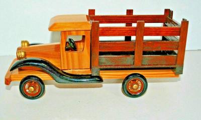 ALL WOOD DELIVERY STAKE TRUCK---POLISHED Red Oak Style Model