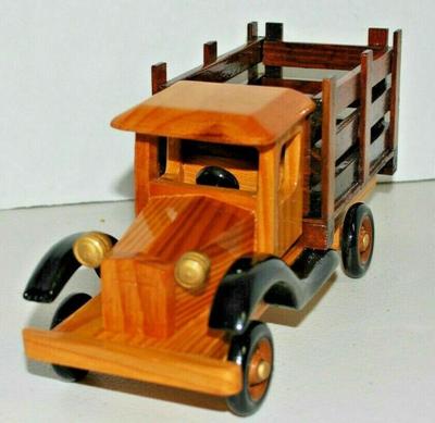 ALL WOOD DELIVERY STAKE TRUCK---POLISHED Red Oak Style Model