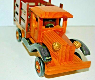ALL WOOD DELIVERY STAKE TRUCK---POLISHED Red Oak Style Model