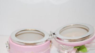 Very Pink Hinged Flowered Trinket Box 3" H