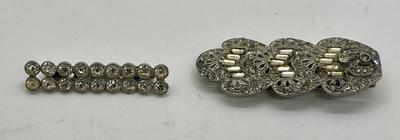 Vintage Costume Jewelry bar shaped Pin Brooch and Clip