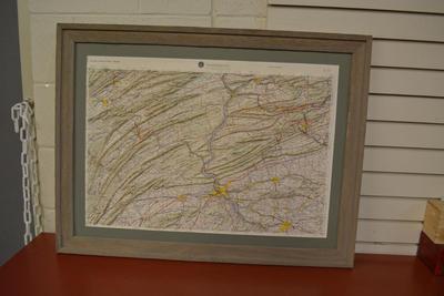 Harrisburg PA Region USGS 3D Raised Relief Map, Framed/Matted 34x26