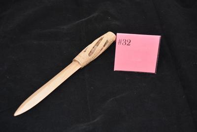 Hand-Carved Wooden Letter Opener 1988, Caged Spheres 10.75â€