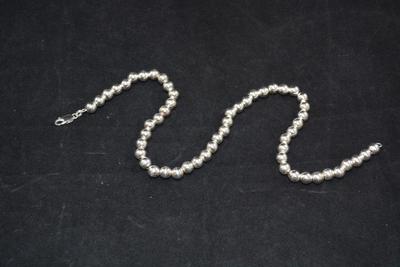 925 Sterling Silver Â¼â€ Bead Necklace 17â€, 19.7g