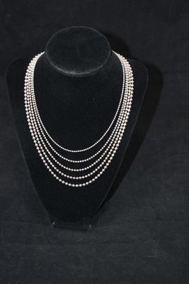 Beautiful 925 Sterling Silver Multi-Strand Bead Necklace 15â€, 50.7g