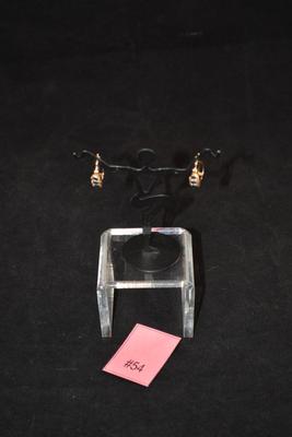925 Sterling Silver Gold-Tone Hoop Earrings w/ Topaz Settings 3.1g