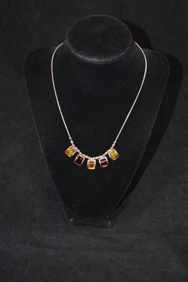 925 Sterling Silver w/ Baltic Amber Necklace 17â€, 11.8g