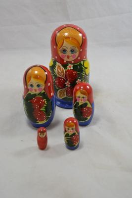 Ginger Haired 5 Piece Floral Russian Nesting Doll 6â€x3â€