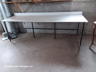 Long metal framed table / workbench / craft table