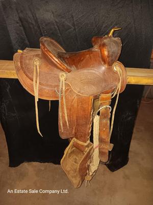 Antique Child sized leather saddle