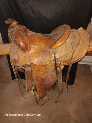Antique leather saddle - Buck Steiner Maker Austin Texas