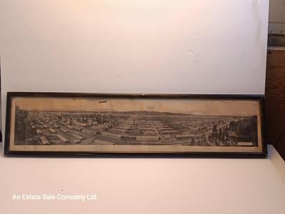 Antique long framed Greene Post Card Co. Camp LEWIS Washington picture