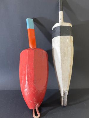 LOT 196U: Vintage Nautical Decor - Wooden Buoys - Lobster / Crab Pot Floating Markers