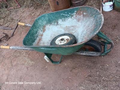 Metal wheelbarrow with extra tire