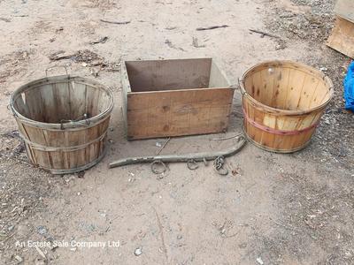 Wooden crate - two-bushel bakets and a hanes