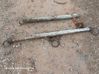 Two old antique wooden yokes