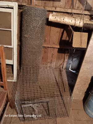 Beamon Metal chicken cage and a big roll of chicken wire