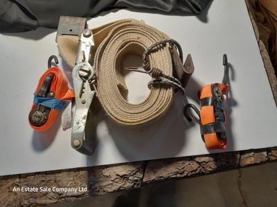 Three ratchet straps