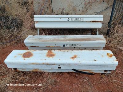 Three metal truck mount toolboxes Delta