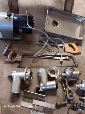 Meat tenderizer and Grinders with accessories - meat saws - table mount grinders too