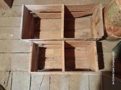 Two wooden divided crates