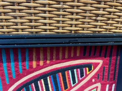 Vintage Folk Art Mola Textile Fabric Art Handmade Tapestry Framed Dragon